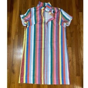 Women’s Rainbow Striped Cotton Shirt Dress
